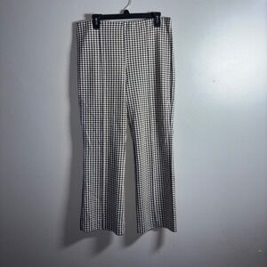 Maeve by Anthropologie Gingham Flare Pants Women's Size L Black White Checkered